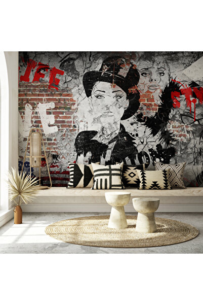 Tasarım Graffiti Kadın Duvar Sokak Fashion Style Temalı Duvar Kağıdı