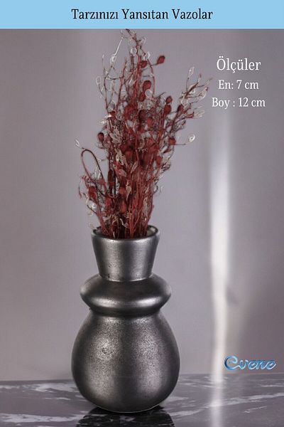 Evene Vase Small - Table Top Vase, Home Decoration, Silver Antique Color Model 10