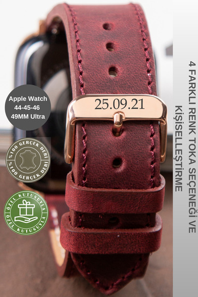 vagave Apple Watch 44 45 46 49 Mm Ultra Uyumlu Deri Kordon 3 4 5 6 7 Se 8 9 1...