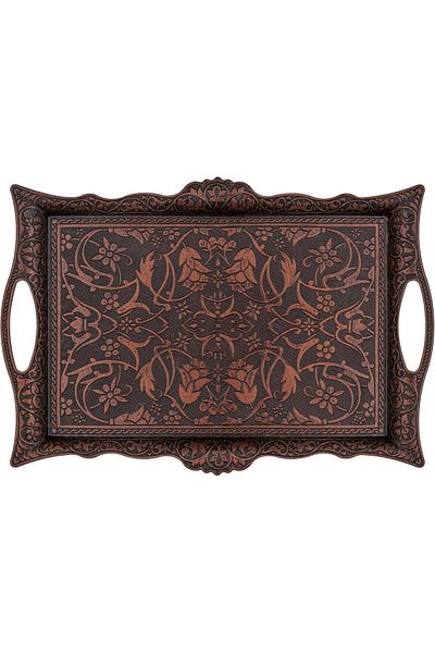 KT HOME 6-Person Ottoman Turkish Zamak Tray - Motif Tea Coffee Serving Tray