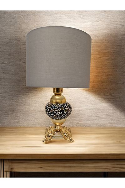 GİTTİGİTTİ Gold Detailed Patterned Lampshade Cream