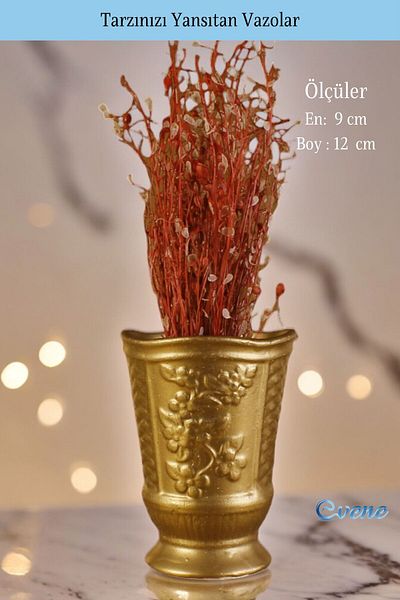 Evene Gold Colored Vase - Small, Table Top and Home Decoration, Model 45