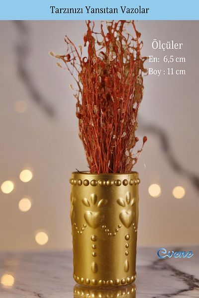 Evene Home Decoration Vase - Small, Table Top, Gold Color, Model 42