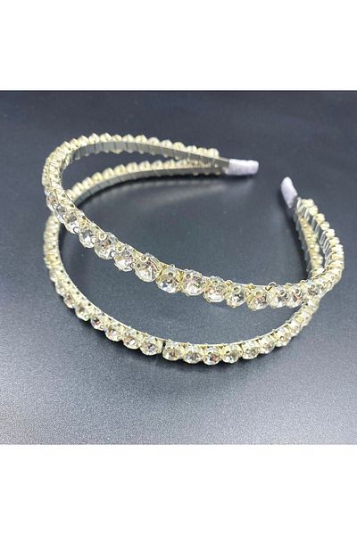 Hayalperest boncuk Women's Silver Crystal Stone Double Row Crown