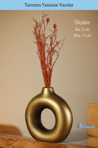 Evene Small Vase - Table Top and Home Decoration, Gold Antique Color Model 23