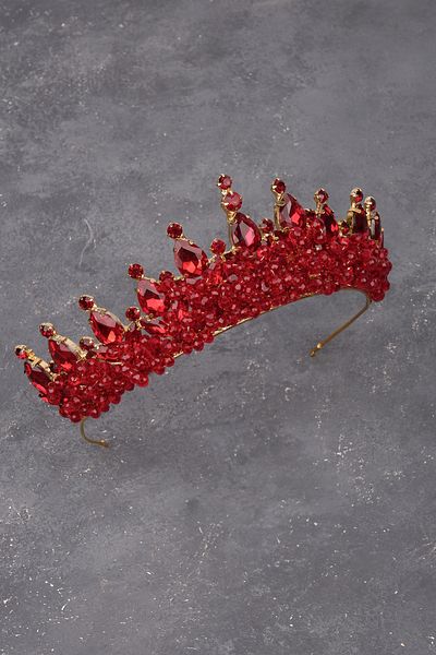 Hayalperest boncuk Elegant Bridal Wedding Henna - Stylish Crystal Stone Detailed, Gold Claret Red