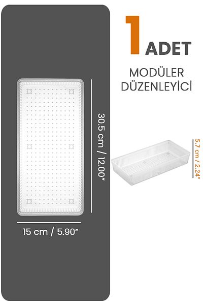 Meleni Home Διαφανές αρθρωτό συρτάρι και οργανωτής - 30,5x15 cm Σετ νεσεσέρ μπάνιου
