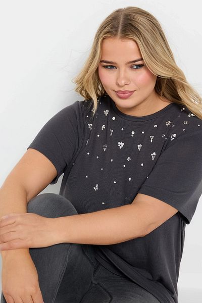 Stil Diva Tricou cu mânecă scurtă cu decolteu cu bicicletă de mărime mare 322289