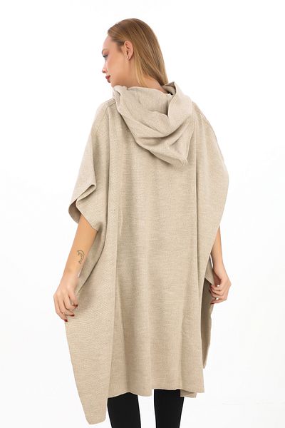 sportiness Knitwear Hooded Poncho