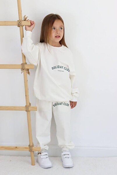 sinmm ALT-ÜST OVERSİZE ДИТЯЧИЙ СПОРТИВНИЙ КОМПЛЕКТ БІЛИЙ КОЛІР SWEATSHIRT