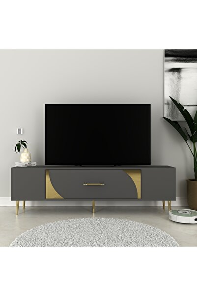 DEMONTE DECOR DEKOP2DD TV SEHPASI ANTRASİT-ALTIN