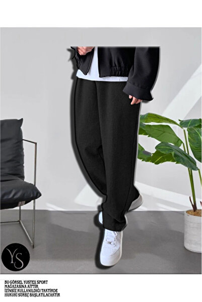 yx yustex sport Ανδρικό μαύρο φαρδύ παντελόνι φόρμας - Άνετο και casual άνεση