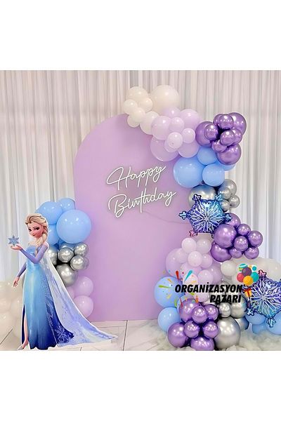 Organizasyon Pazarı Set of 100 Chrome Purple-Lilac-Blue-White Balloon Chains