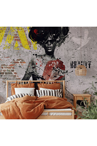 Tasarım Graffiti Sokak Sanatı Kadın Temalı Duvar Kağıdı
