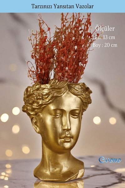 Evene Gold Colored Small Vase for Home Decoration - Tabletop and under Vase Model 37