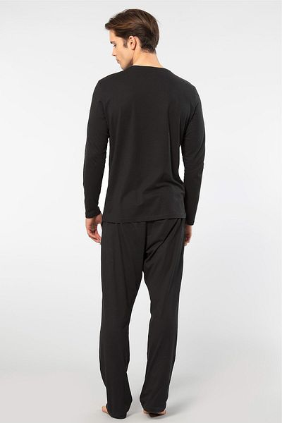 Cacharel Men's Round Neck Pajamas Set - 50% Modal and 50% Cotton, with Pockets