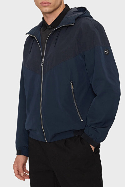 HUGO Erkek Kapüşonlu Yaka Uzun Kollu Fermuarlı Lacivert Ceket 50520027-404