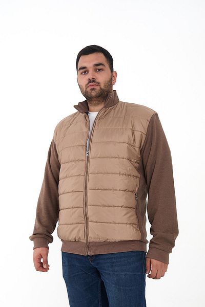 Maccali Men's Large Size Zip-Up Cardigan Oversized Brown Sweatshirt