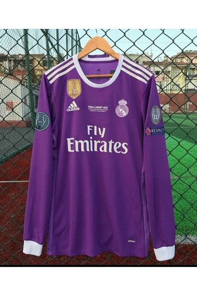 yenteks Real Madrid Cardif League Adult Jersey with C. Ronaldo Purple - Long Sleeve Lktg-02