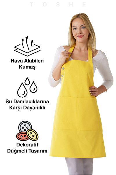 TOSHE Kitchen Apron Waterproof Chef Apron with 2 Wide Pockets Barista Apron Apron