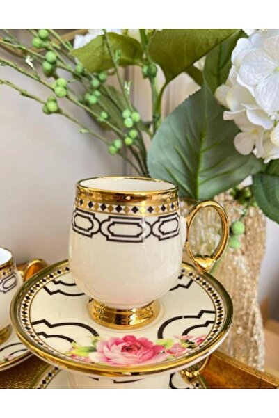 ROY KING Royking Fleur 6lı Kahve Fincan Takımı PEMBE BKY 004