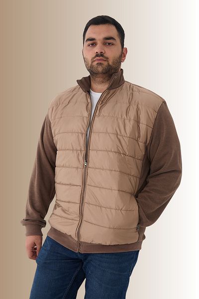 Maccali Men's Large Size Zip-Up Cardigan Oversized Brown Sweatshirt