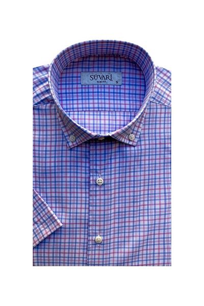 SÜVARİ Ανδρικό πουκάμισο Süvari Slim Fit Λευκό κοντομάνικο