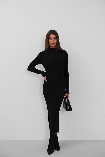 Black Fashion Knitwear Black Dress with Low-Cut Waist Accessories