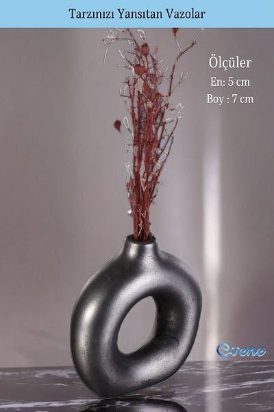 Evene Small Vase - Table Top Vase, Home Decoration, Silver Antique Color Model 23