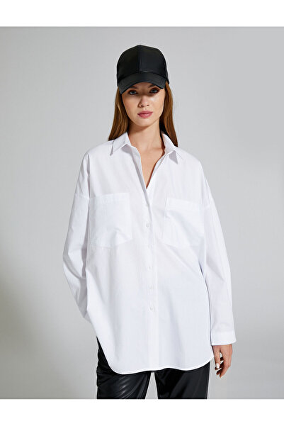 Koton Πουκάμισο μεγάλου μεγέθους, μακρυμάνικο, βαμβακερό με διπλή τσέπη με κουμπιά