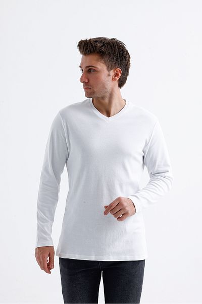Dark Forest Tricou de bază cu mânecă lungă cu decolteu în V