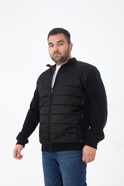 Maccali Men's Comfort Basic Zippered Cardigan Oversized Black Sweatshirt