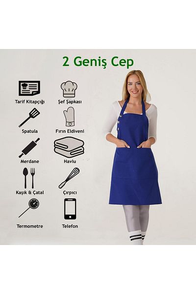 TOSHE Kitchen Apron Waterproof Chef Apron with 2 Wide Pockets Barista Apron Apron