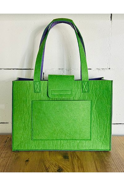 Üçler Çanta Shopper Felt Bag - Pocket Design