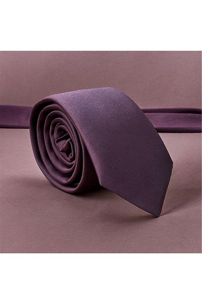 Baymen Satin Burgundy Thin Tie - Handmade