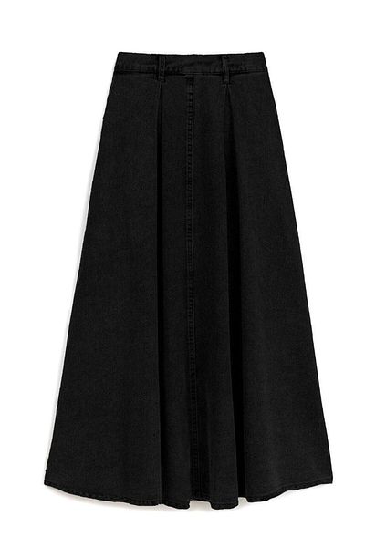 praye Anthracite Flared Denim Skirt - with Pockets