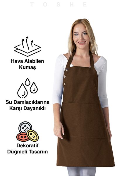 TOSHE Kitchen Apron Waterproof Chef Apron with 2 Wide Pockets Barista Apron Apron