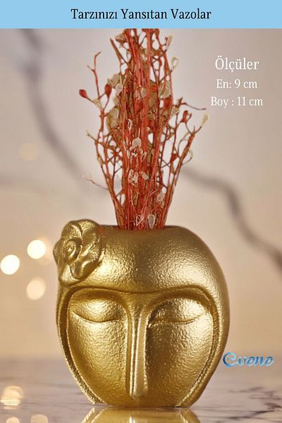 Evene Small Vase for Home Decoration - Tabletop Vase, Gold Color Model 12