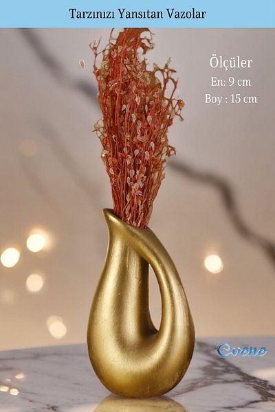 Evene Home Decoration Vase - Small, Table Top, Gold Color, Model 35