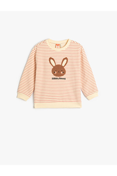 Koton Φούτερ απλικέ με λεπτομέρεια μακρυμάνικη λαιμόκοψη βαμβακερή