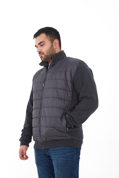Maccali Men's Large Size Zip-Up Cardigan Oversized Anthracite Sweatshirt