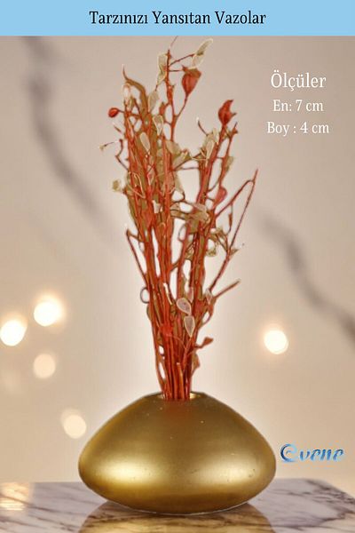 Evene Small Vase for Home Decoration - Table Top and Gold Color Model 19