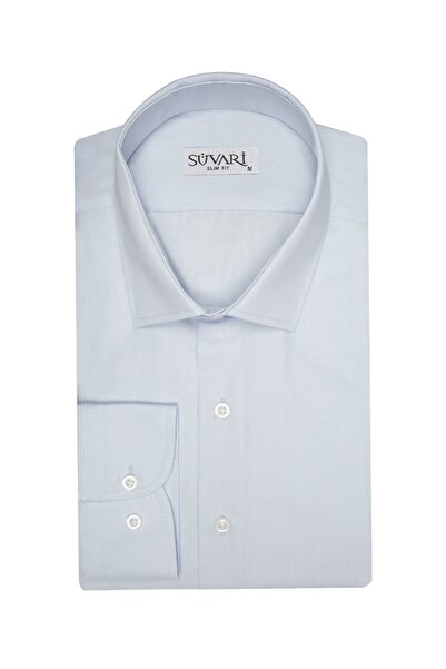 SÜVARİ Süvari Slim Fit Açık Mavi Düz Erkek Gömlek