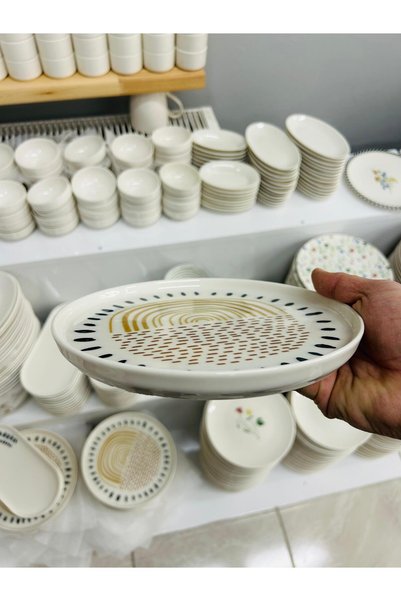 SARE Porcelain Cake Set (4 Pieces) 100% Porcelain Breakfast Serving Plate