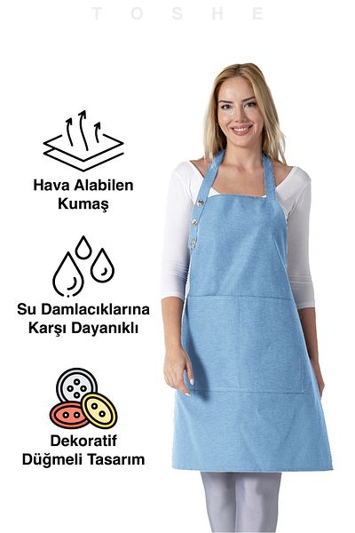 TOSHE Kitchen Apron Waterproof Chef Apron with 2 Wide Pockets Barista Apron Apron