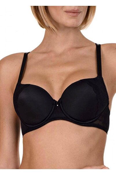 Lisca Kadın Siyah Ince Süngerli Dantelli Toparlayıcı Sütyen