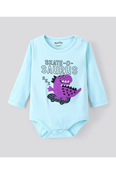 Bonfino Cotton Full Sleeves Onesies with Dino Print Pack of 3 - Grey Melange Cosmic Sky & Plume
