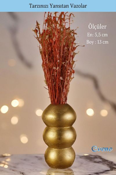 Evene Small Vase for Home Decoration - Table Top and Gold Color Model 34
