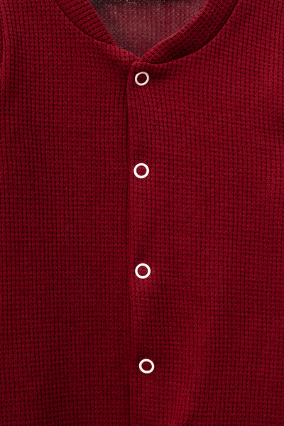 Bubito Waffle Combed Cotton Style Baby Romper with Hat - Red