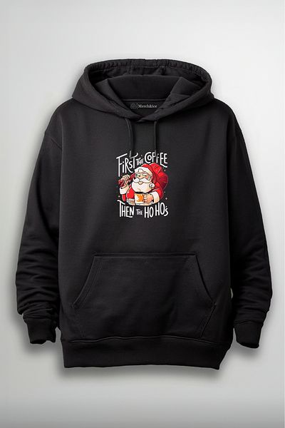 SM Satranç Medya Πρώτα καφέ και μετά το νέο έτος του Ho Ho's Printed Unisex Hoodie